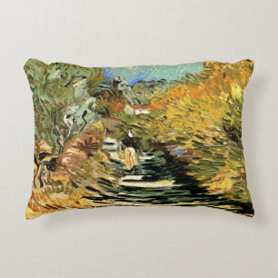 Road at St Remy with Figure by Vincent van Gogh Decorative Cushion