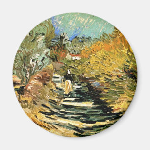 Road at St Remy with Figure by Vincent van Gogh Magnet