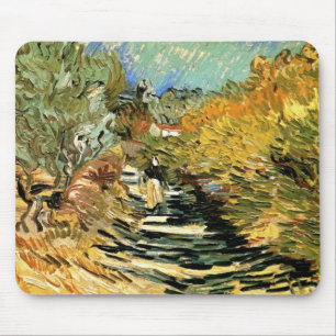 Road at St Remy with Figure by Vincent van Gogh Mouse Mat