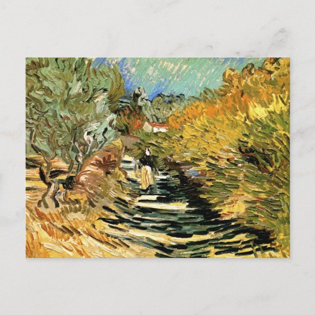 Road at St Remy with Figure by Vincent van Gogh Postcard (Front)