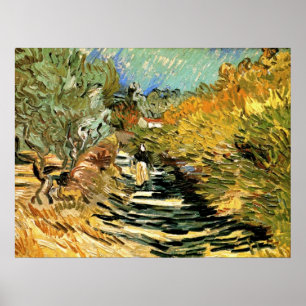 Road at St Remy with Figure by Vincent van Gogh Poster