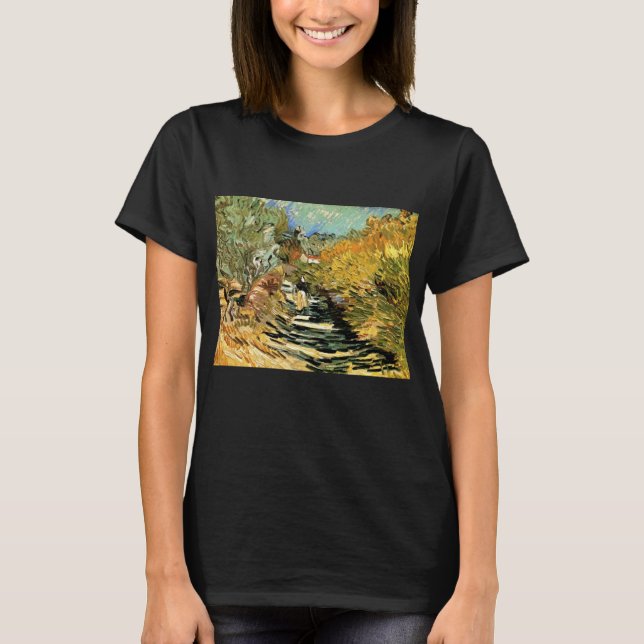 Road at St Remy with Figure by Vincent van Gogh T-Shirt (Front)