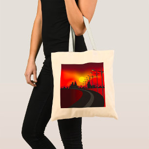 Road At Sunset Tote Bag