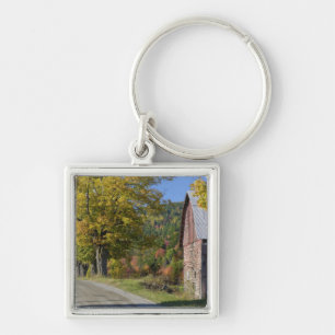 Road beside classic rural barn/farm in autumn, 2 key ring