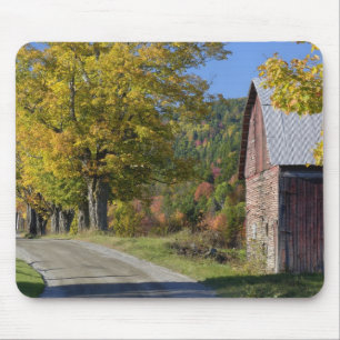 Road beside classic rural barn/farm in autumn, 2 mouse mat