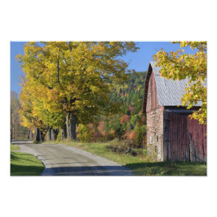 Road beside classic rural barn/farm in autumn, 2 photo print