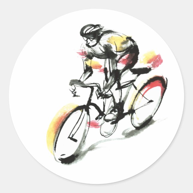 Road bike classic round sticker (Front)