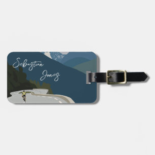 Road bike, climb, cycling digital print luggage tag