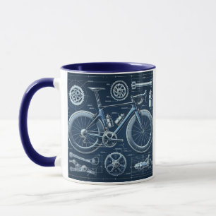 Road, Bike Sketch, Coffee Mug, Blue Artistic, Mug