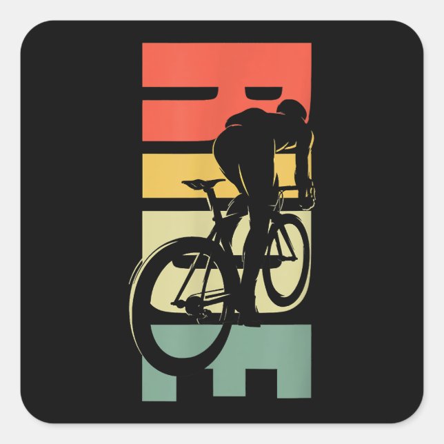 Road Biking Bicycle Cycling Square Sticker (Front)