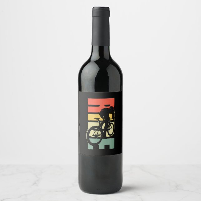 Road Biking Bicycle Cycling Wine Label (Front)
