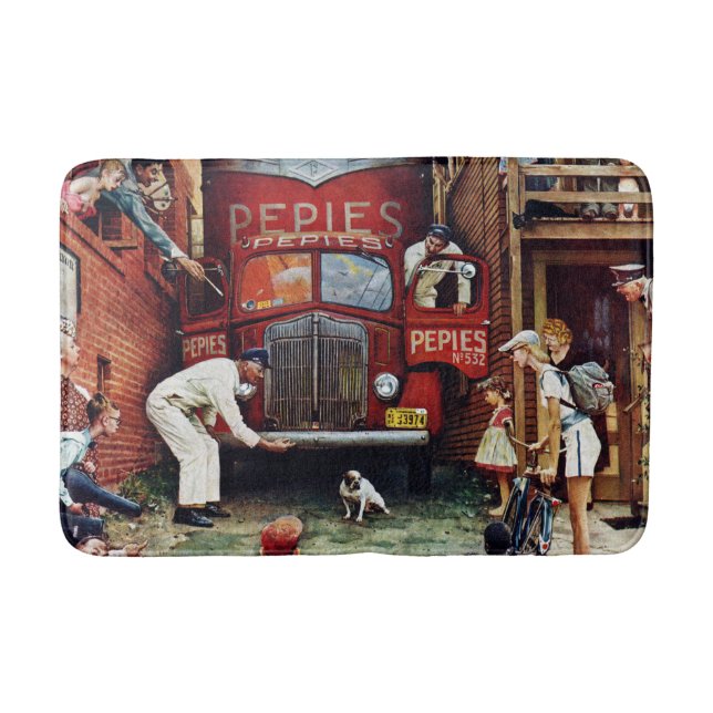 Road Block by Norman Rockwell Bath Mat (Front)