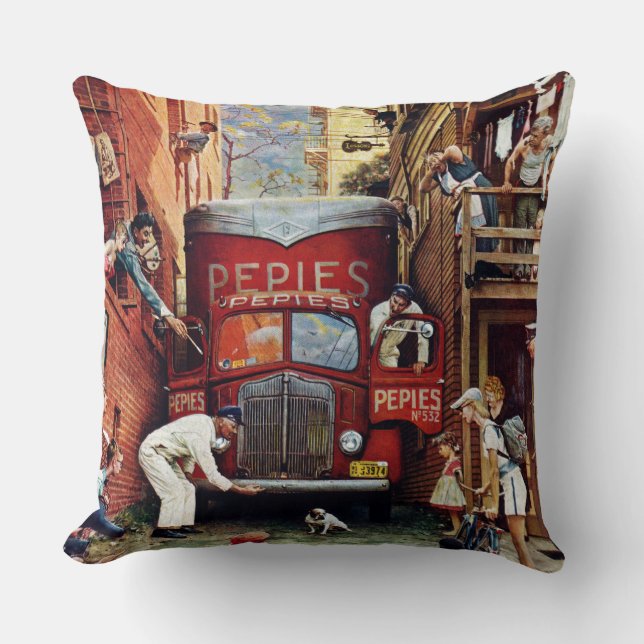 Road Block by Norman Rockwell Cushion (Front)
