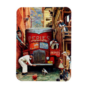 Road Block by Norman Rockwell Magnet
