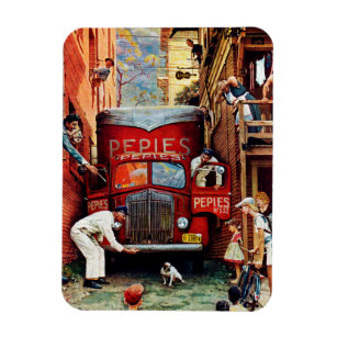 Road Block by Norman Rockwell Magnet