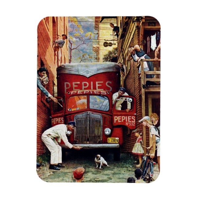 Road Block by Norman Rockwell Magnet (Vertical)