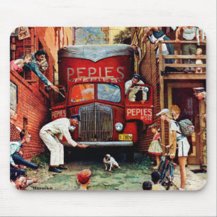 Road Block by Norman Rockwell Mouse Mat