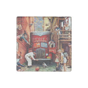 Road Block by Norman Rockwell Stone Magnet