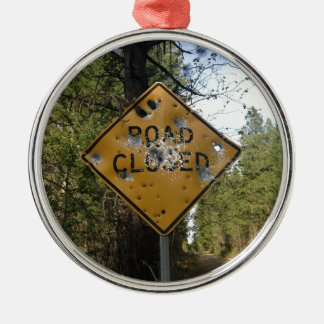 Road Closed Sign Metal Tree Decoration