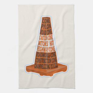 Road Cone Orange Taraffic cone Tea Towel