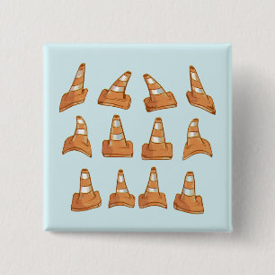 Road Cone Pattern 15 Cm Square Badge