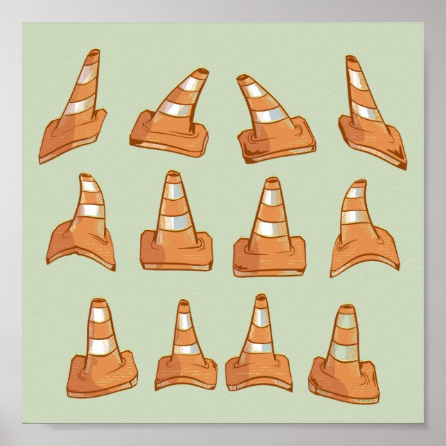 Road Cone Pattern Poster (Front)