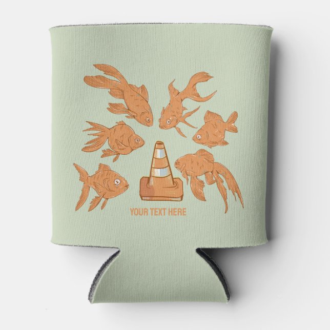 Road Cones and orange goldfish Can Cooler (Front)
