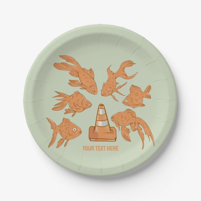 Road Cones and orange goldfish Paper Plate (Front)