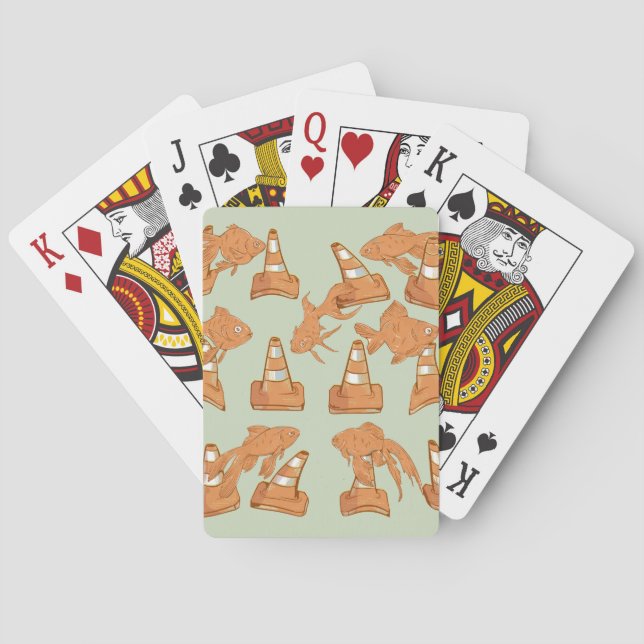 Road Cones and orange goldfish Playing Cards (Back)