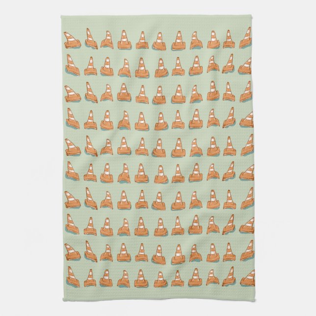 Road cones tea towel (Vertical)