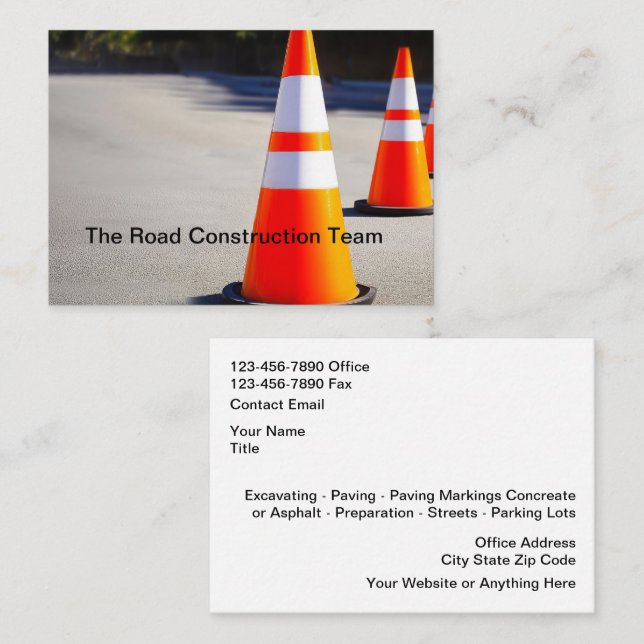 Road Construction Asphalt And Concrete Business Card (Front/Back)