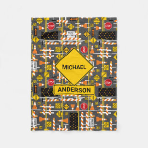 Road Construction Signs  Fleece Blanket