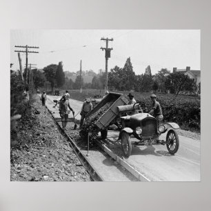 Road Crew at Work, 1925 Poster