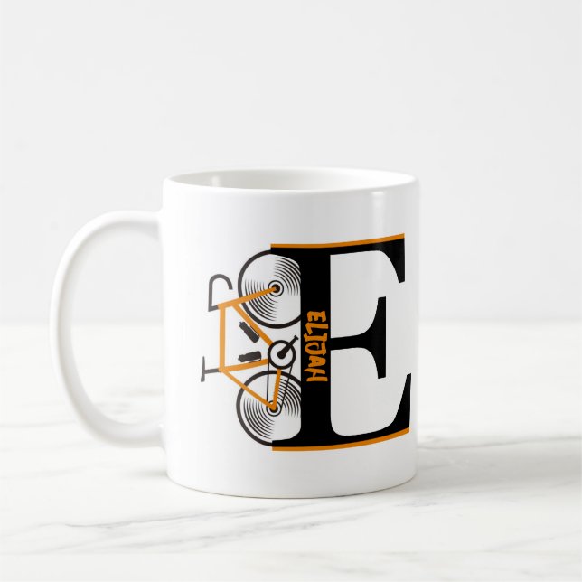 Road cycling letter name  coffee mug (Left)
