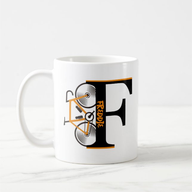 Road cycling letter name  coffee mug (Left)