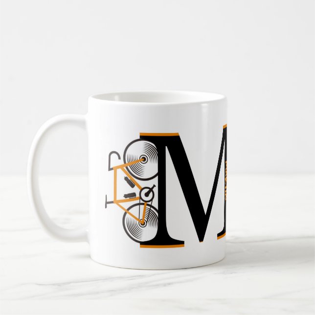 Road cycling letter name  coffee mug (Left)