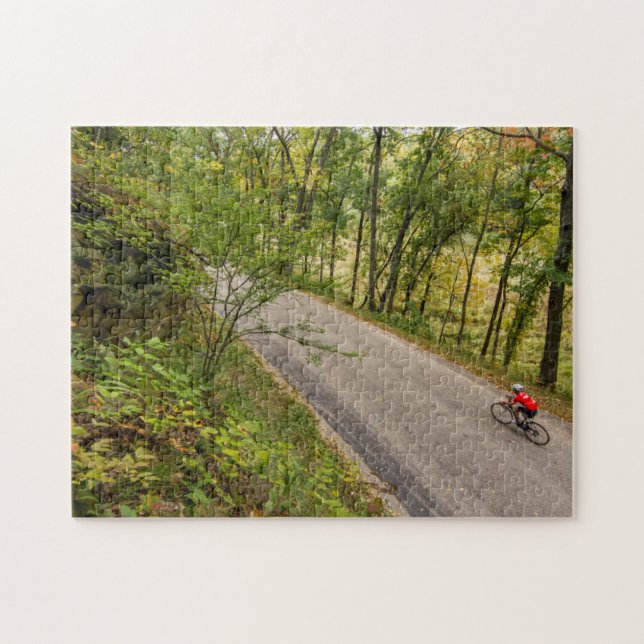Road Cycling On Rural Country Road Jigsaw Puzzle (Horizontal)