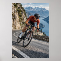 Road Cyclist on Winding Mountain Road Cycling Wall