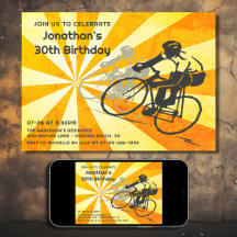 Road Cyclists with Retro Sunburst Bike Birthday