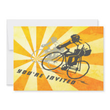 Road Cyclists with Retro Sunburst Biking Birthday