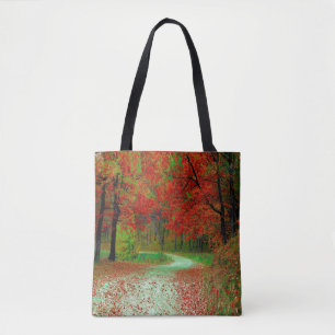 ROAD FOREST TREES BOTANICAL NATURE LANDSCAPE   TOTE BAG