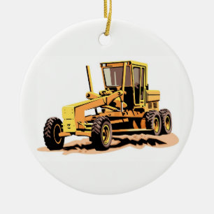Road Grader Ceramic Tree Decoration