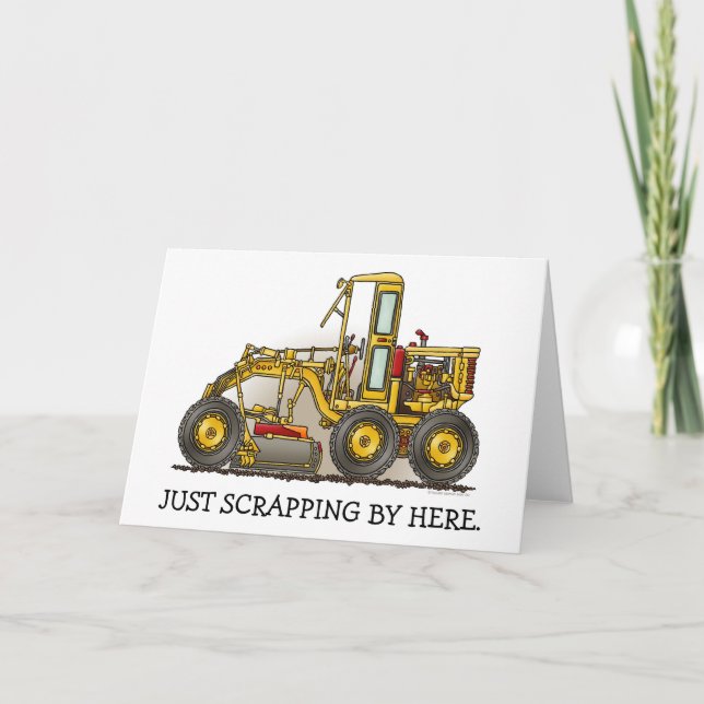 Road Grader Construction Note Card (Front)