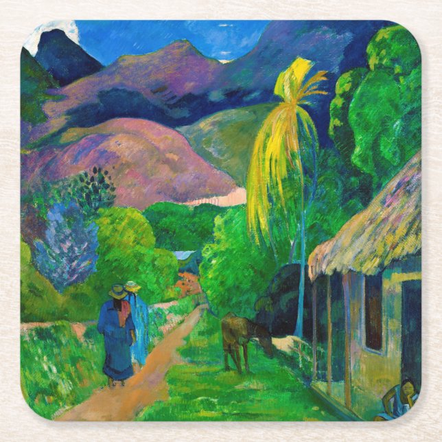 Road in Tahiti, Gauguin Square Paper Coaster (Front)