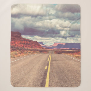 Road in the prairie country. Deserted natural trav Sherpa Blanket