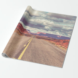 Road in the prairie country. Deserted natural trav Wrapping Paper