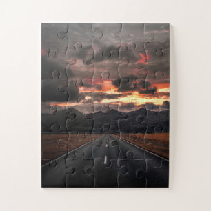 Road into Mountain Sunset Jigsaw Puzzle