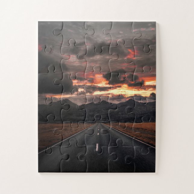 Road into Mountain Sunset Jigsaw Puzzle (Vertical)