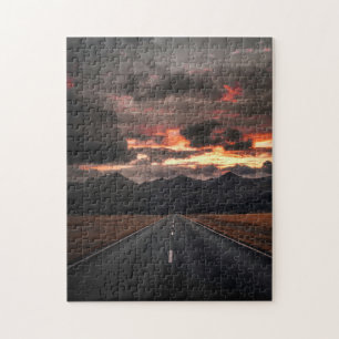 Road into Mountain Sunset Jigsaw Puzzle