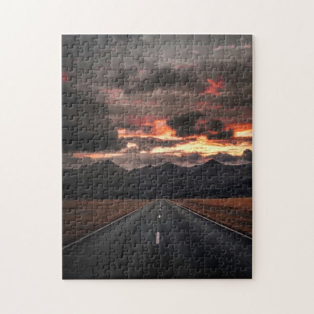 Road into Mountain Sunset Jigsaw Puzzle (Vertical)